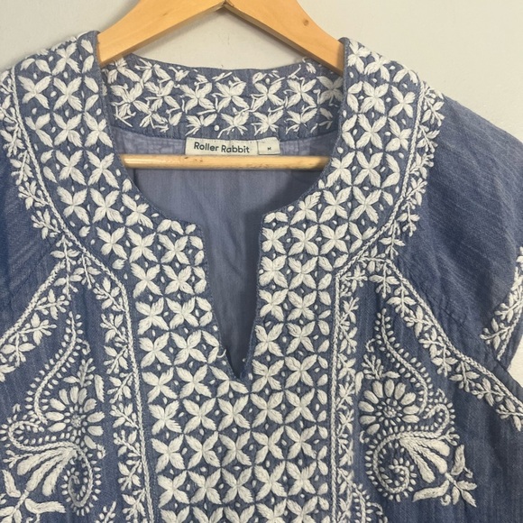 Roller Rabbit Faith Dress, Chambray denim white size medium cotton - Picture 4 of 9